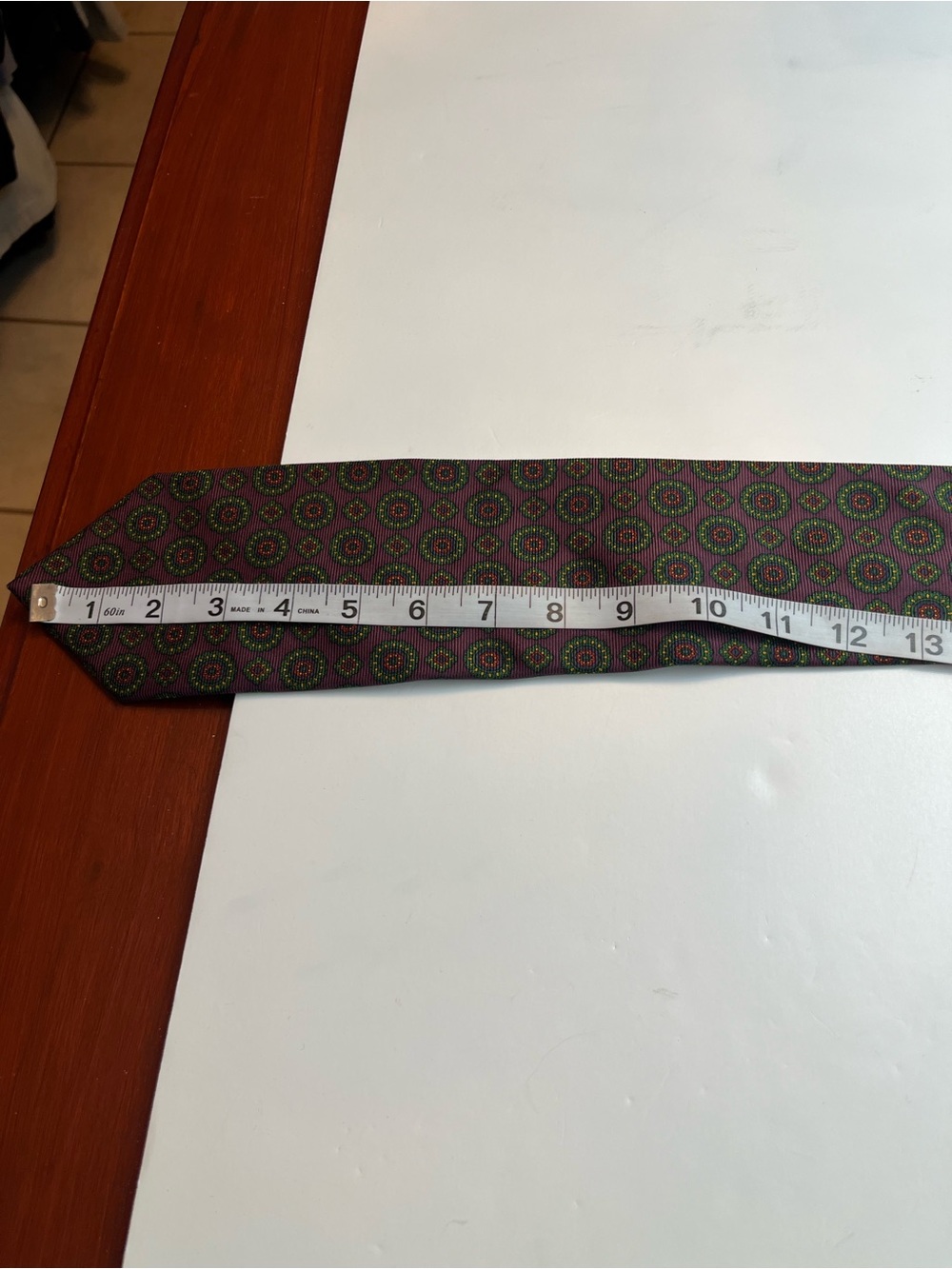 Brooks Brothers Makers Men's Purple Green Geometric Medallion Neck Tie Preppy - Picture 5 of 6